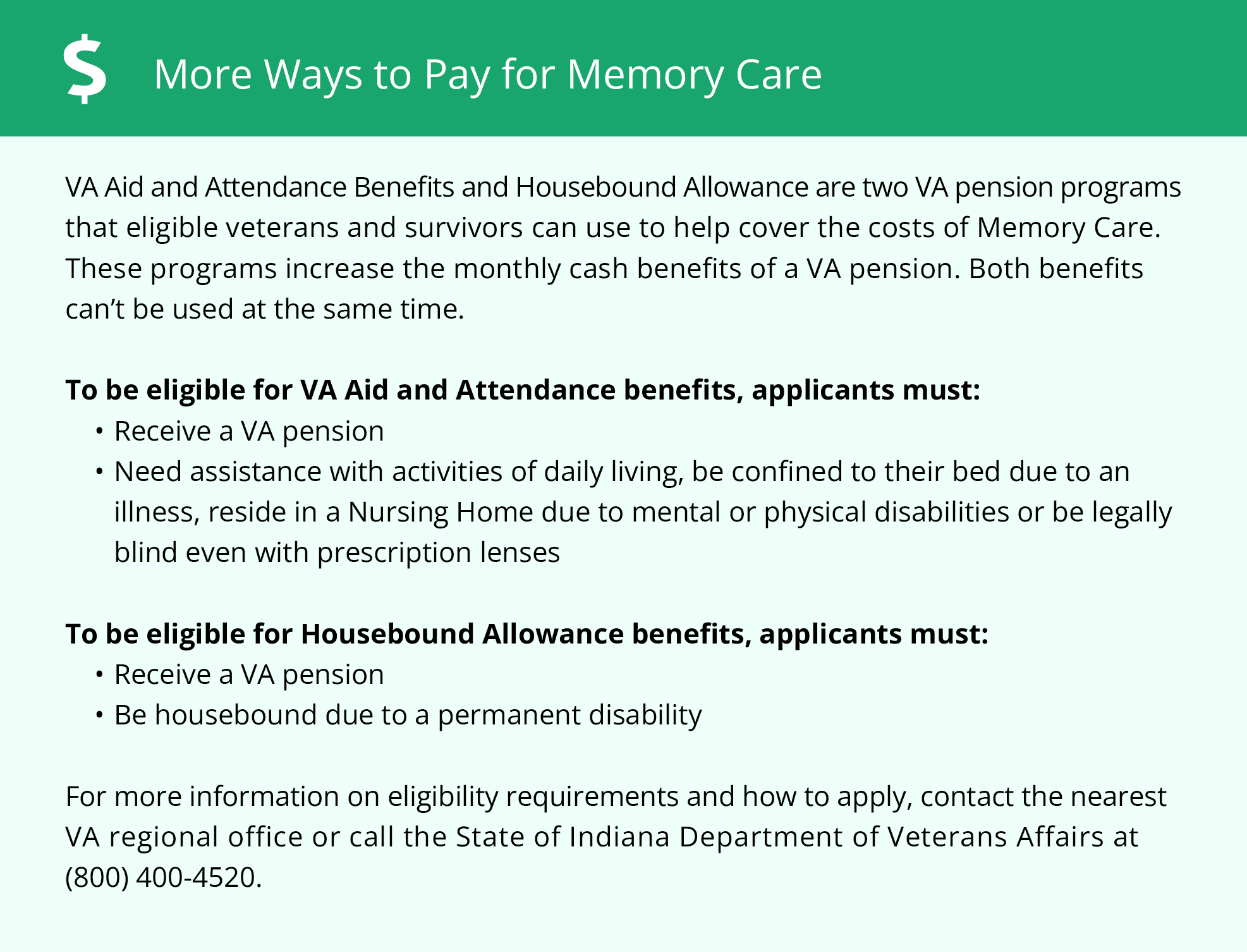 More ways to pay for memory care in Indiana