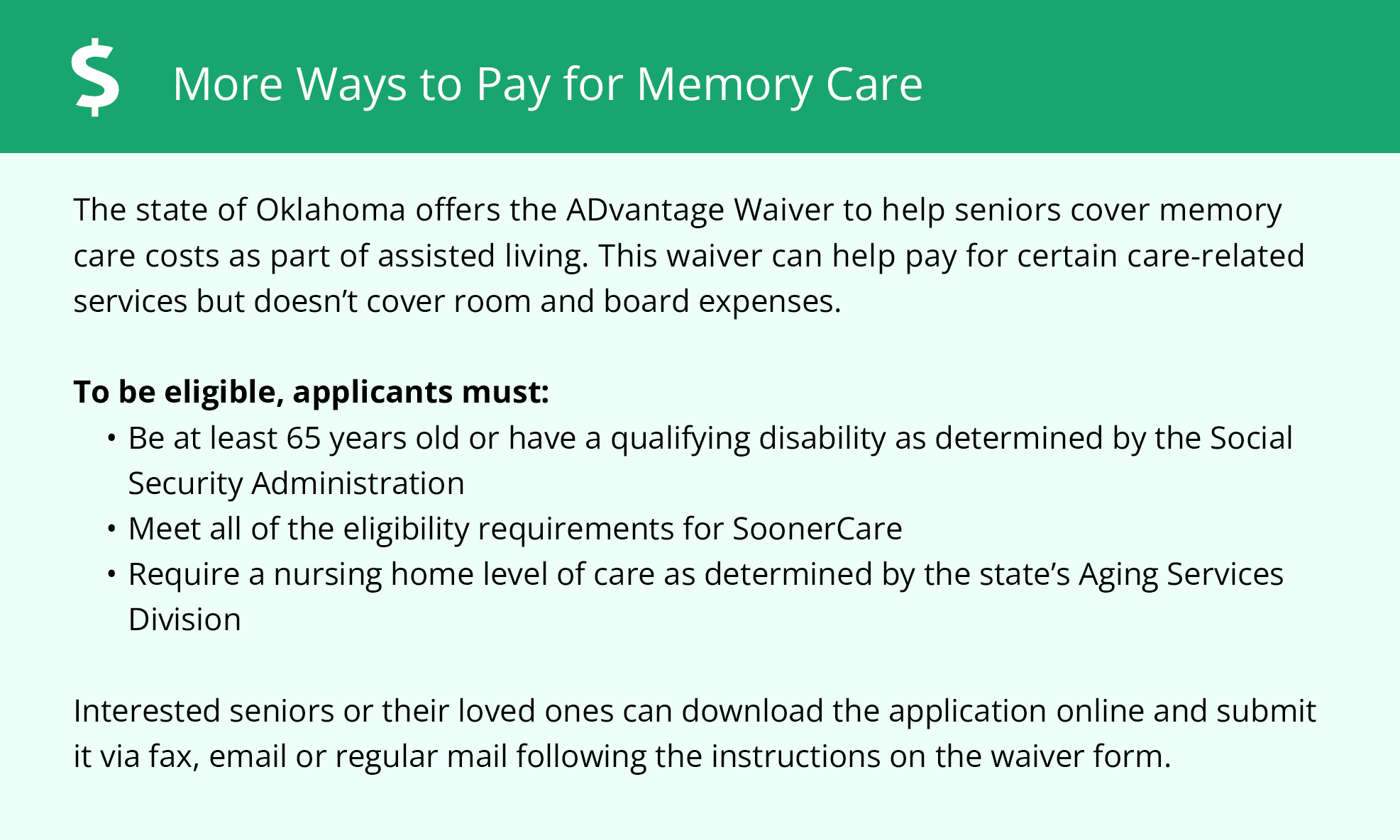 More Ways to Pay for Memory Care in Oklahoma