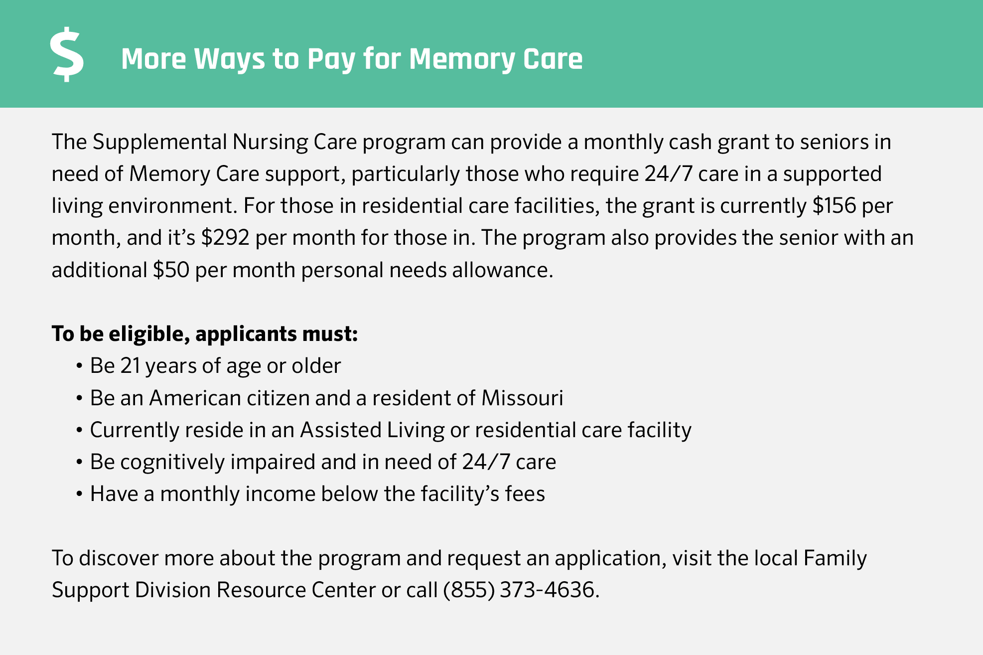 More ways to pay for memory care in Missouri