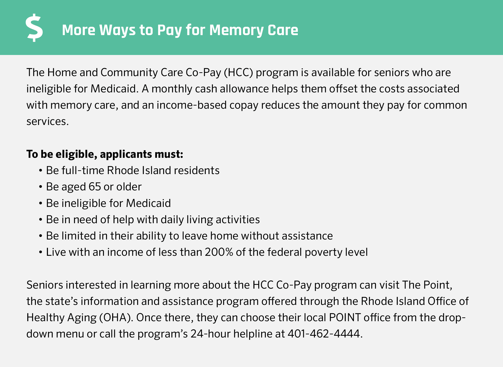 More ways to pay for memory care in Rhode Island