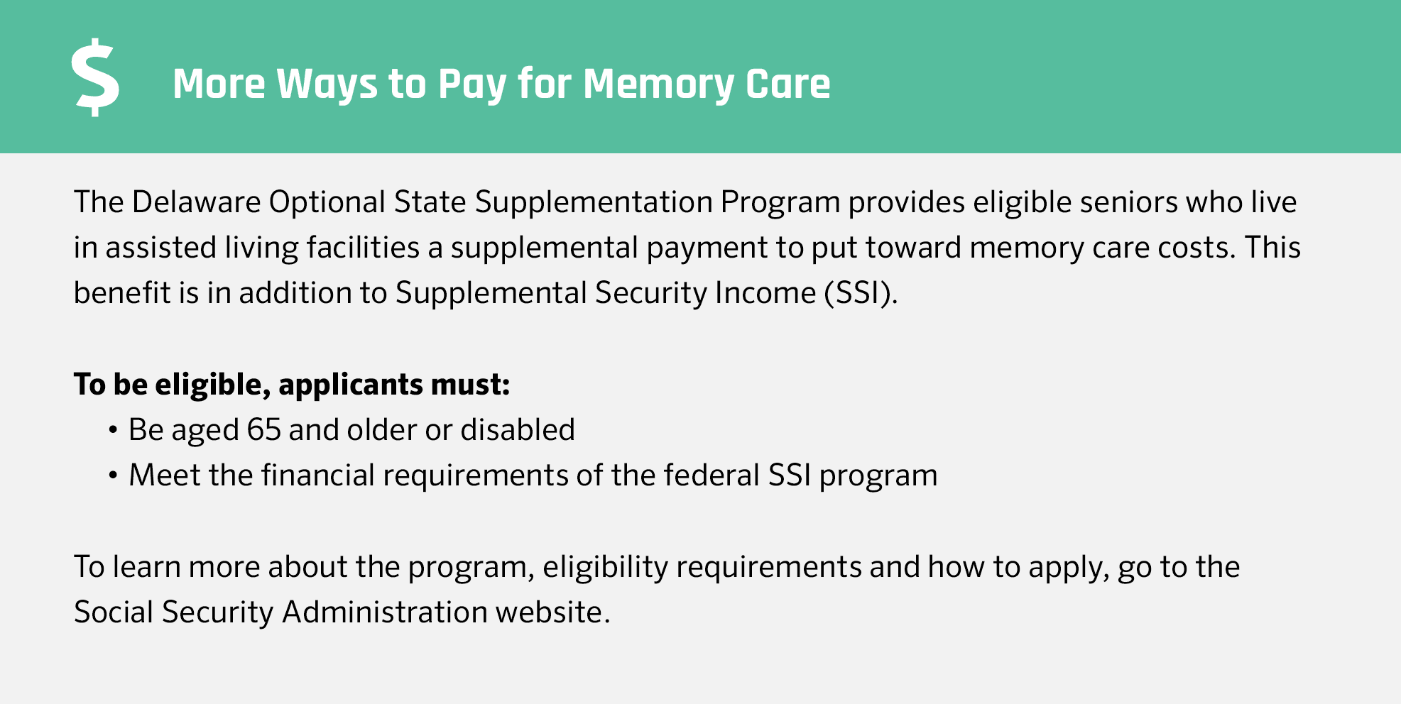 More ways to pay for memory care in Delaware