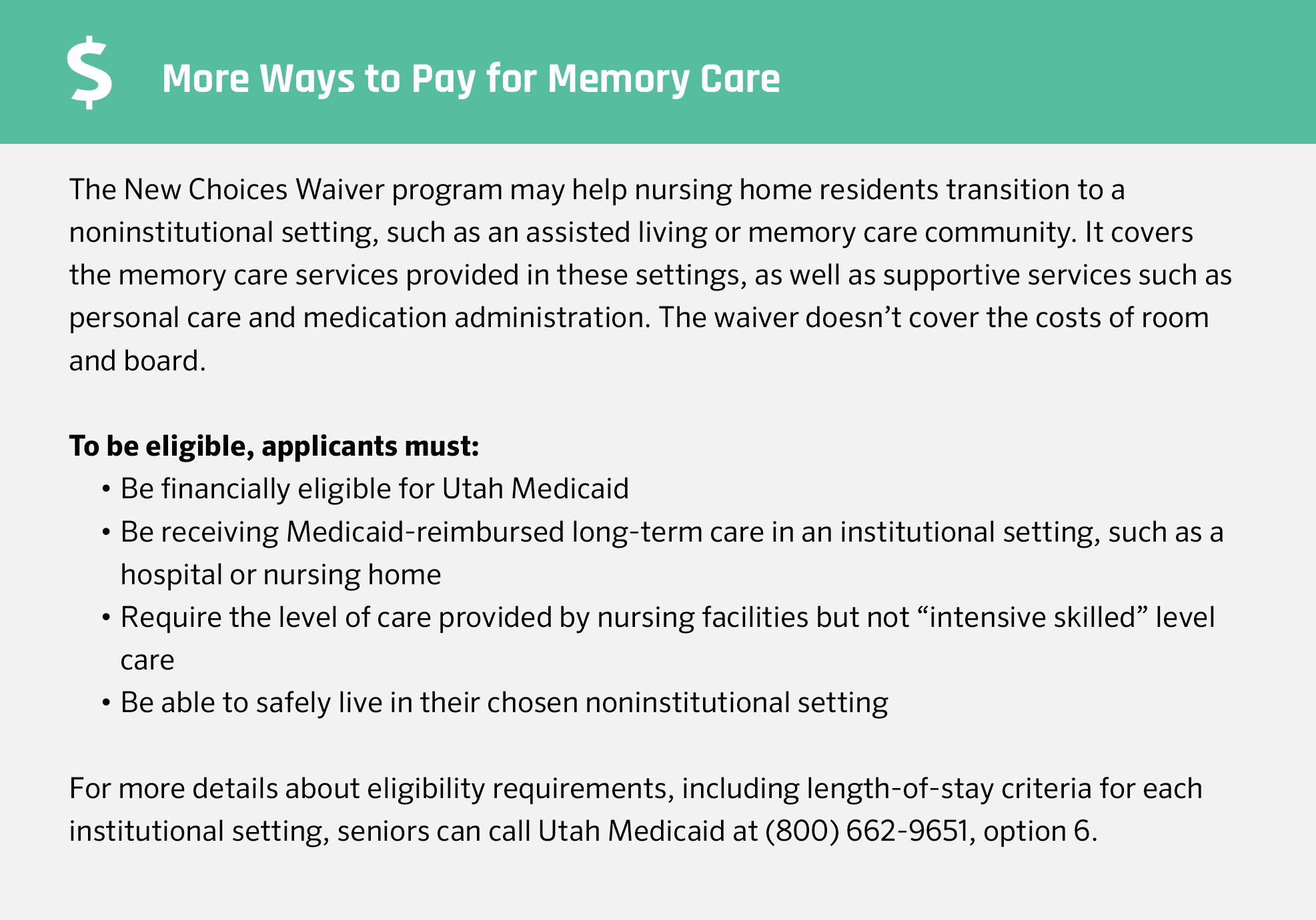 More ways to pay for memory care in Utah