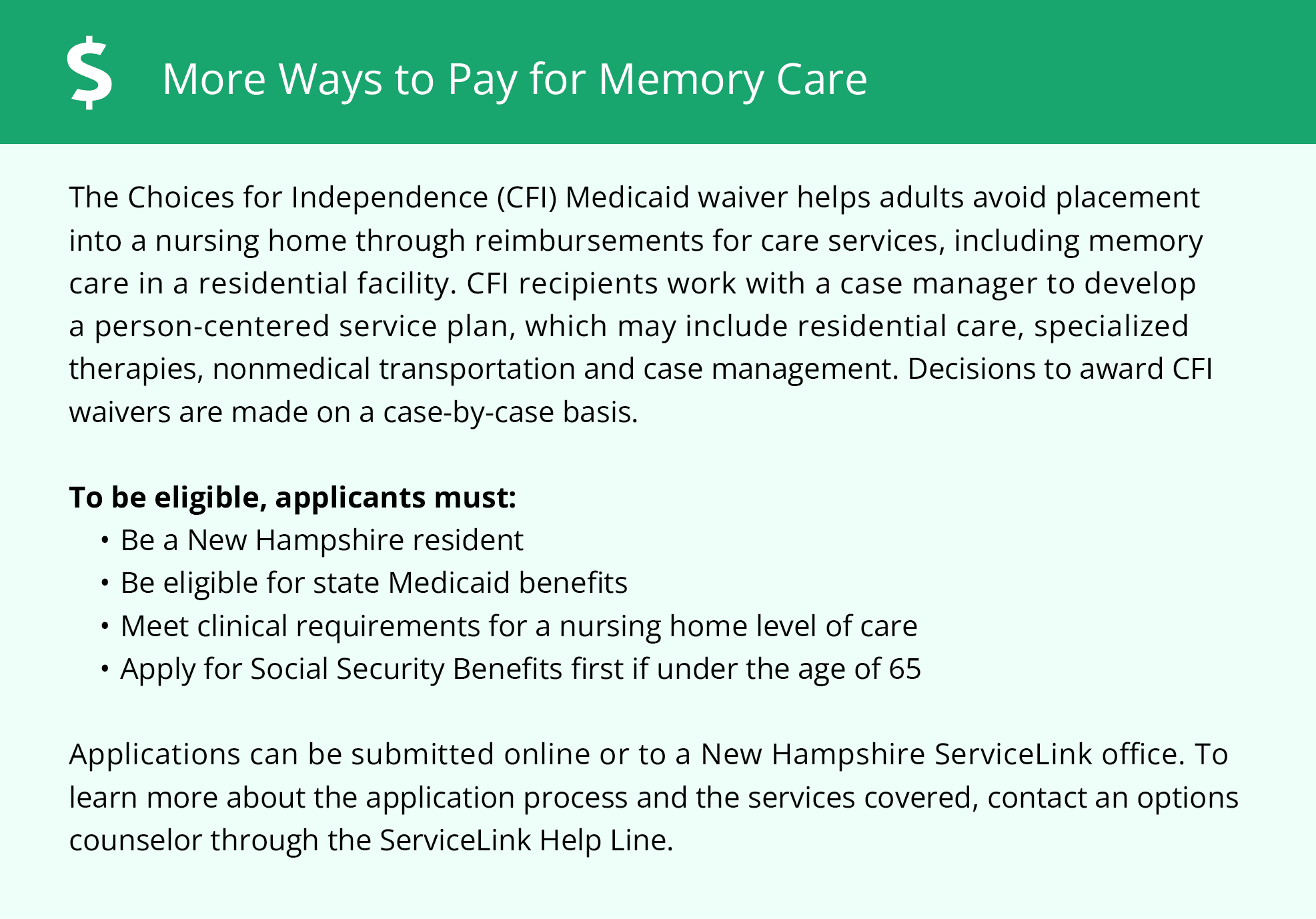 Financial Assistance for Memory Care in New Hampshire