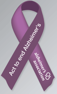 purple ribbon for Alzheimer