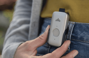 medical guardian mini guardian device in belt holder
