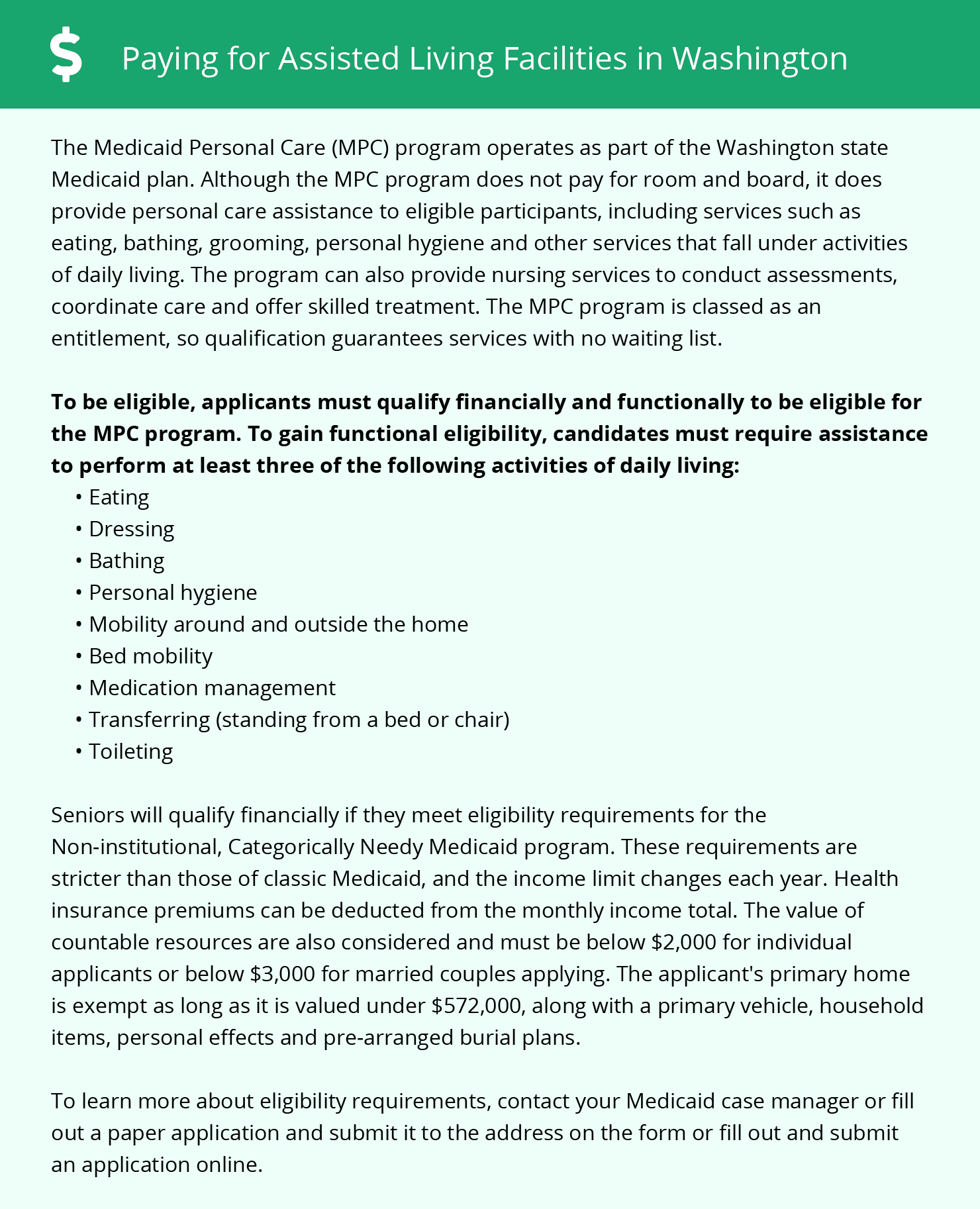 Paying for Assisted Living in Washington