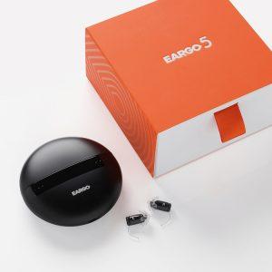eargo 5 hearing aid with charging case and box
