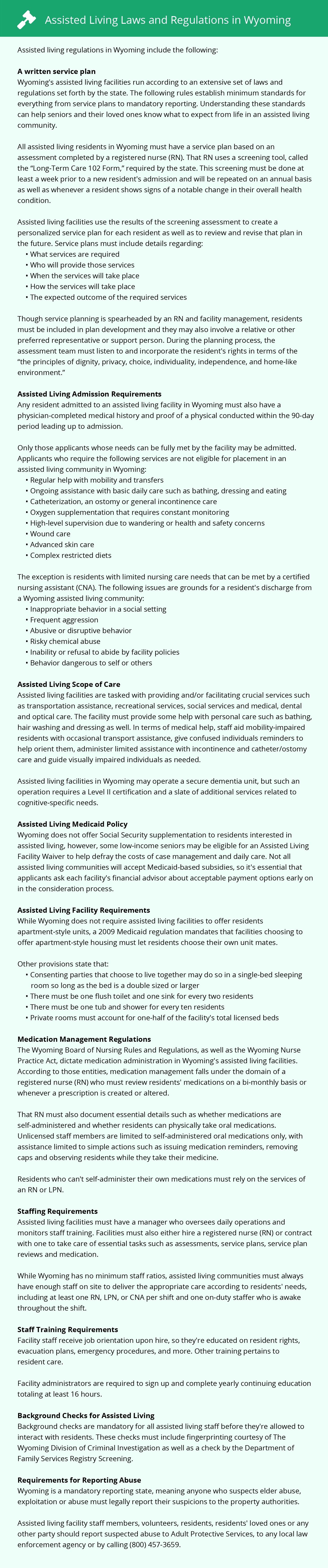 Assisted Living Laws and Regulations in Cheyenne