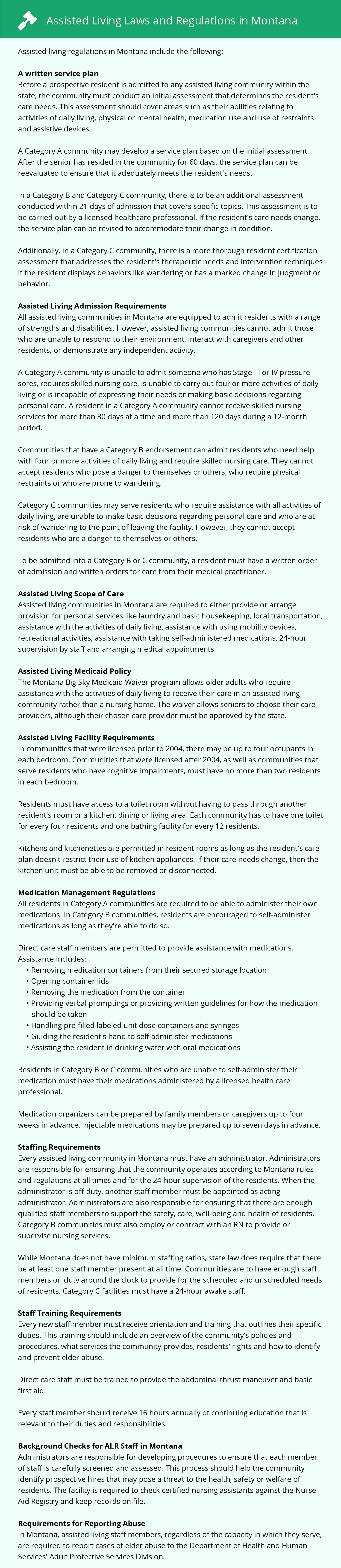 Assisted Living Laws and Regulations in Montana