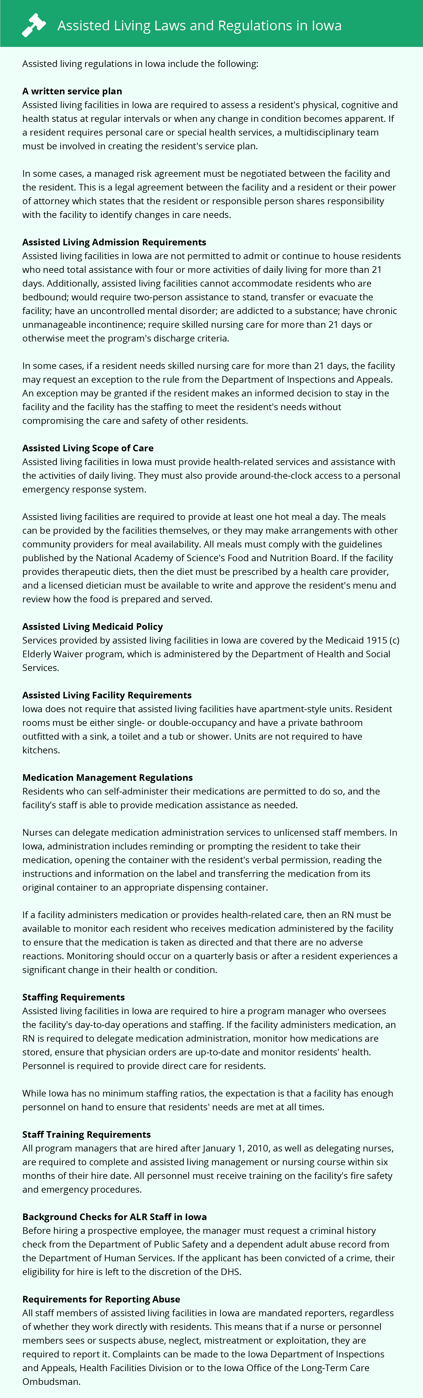 Assisted Living Laws and Regulations in Iowa