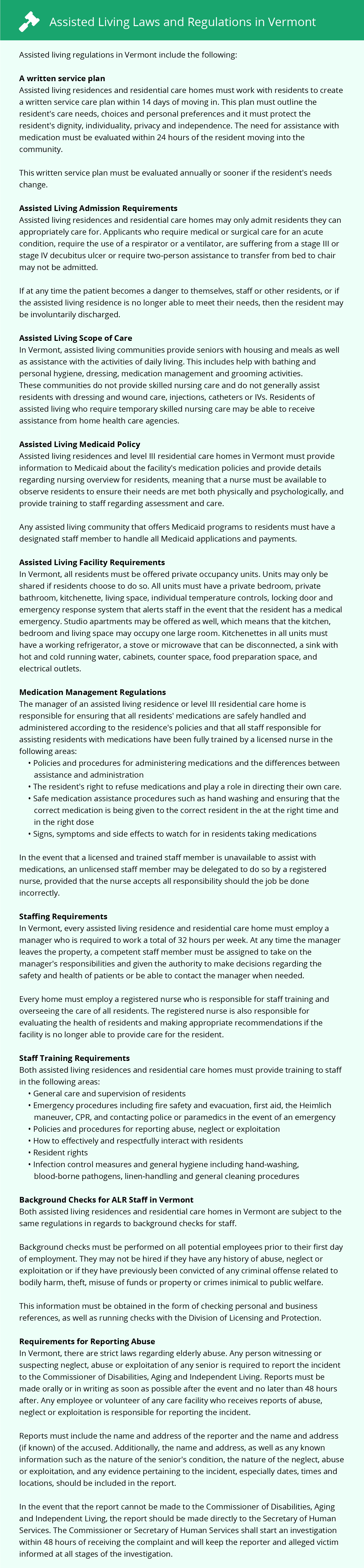 Laws and Regulations in Vermont