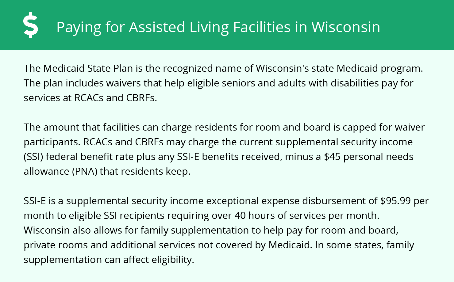 Paying for Assisted Living Facilities in Wisconsin