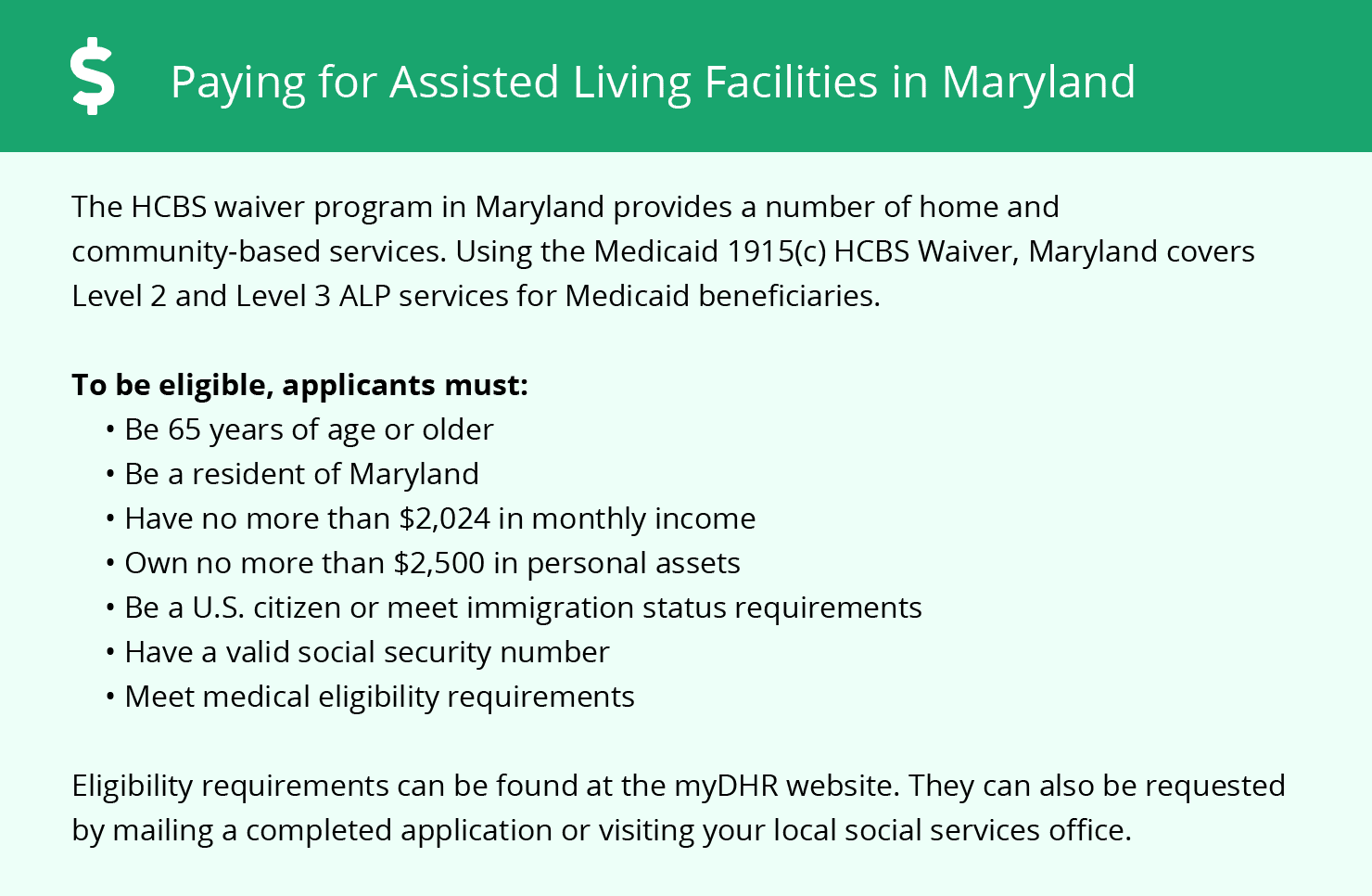 Paying for Assisted Living Facilities in Maryland