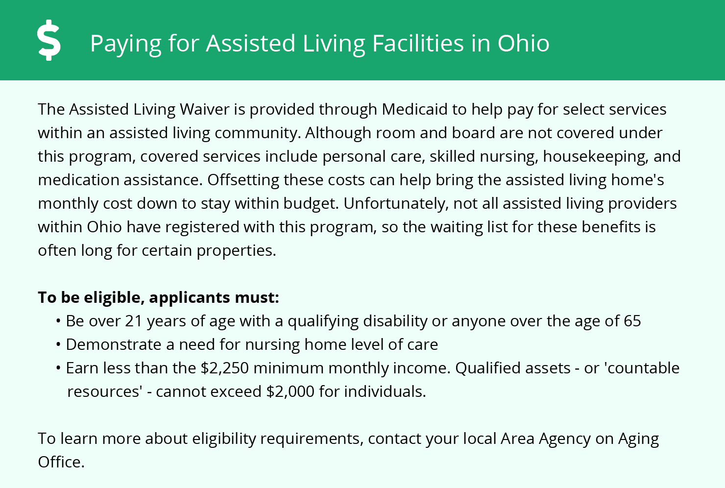 Paying for Assisted Living Facilities in Ohio