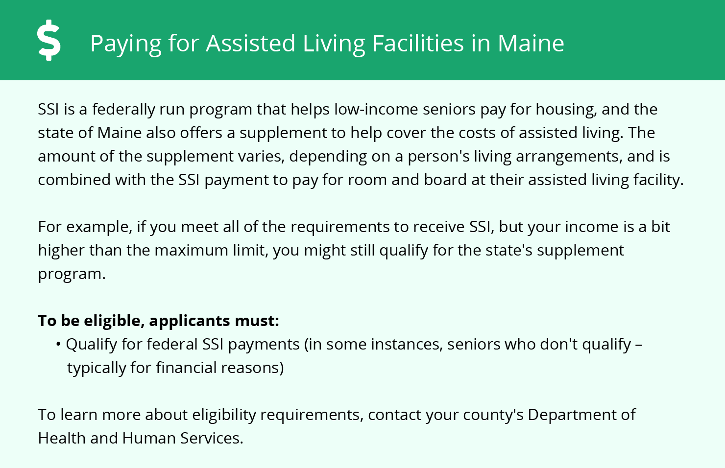 Paying for Assisted Living Facilities in Maine