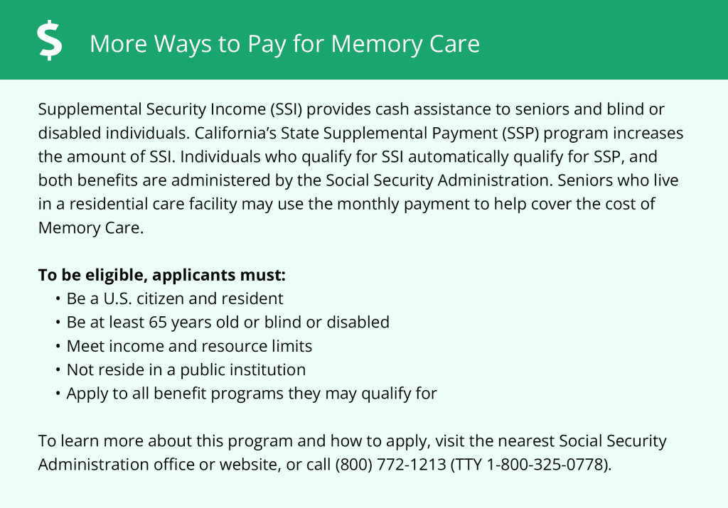More ways to pay for memory care in CA