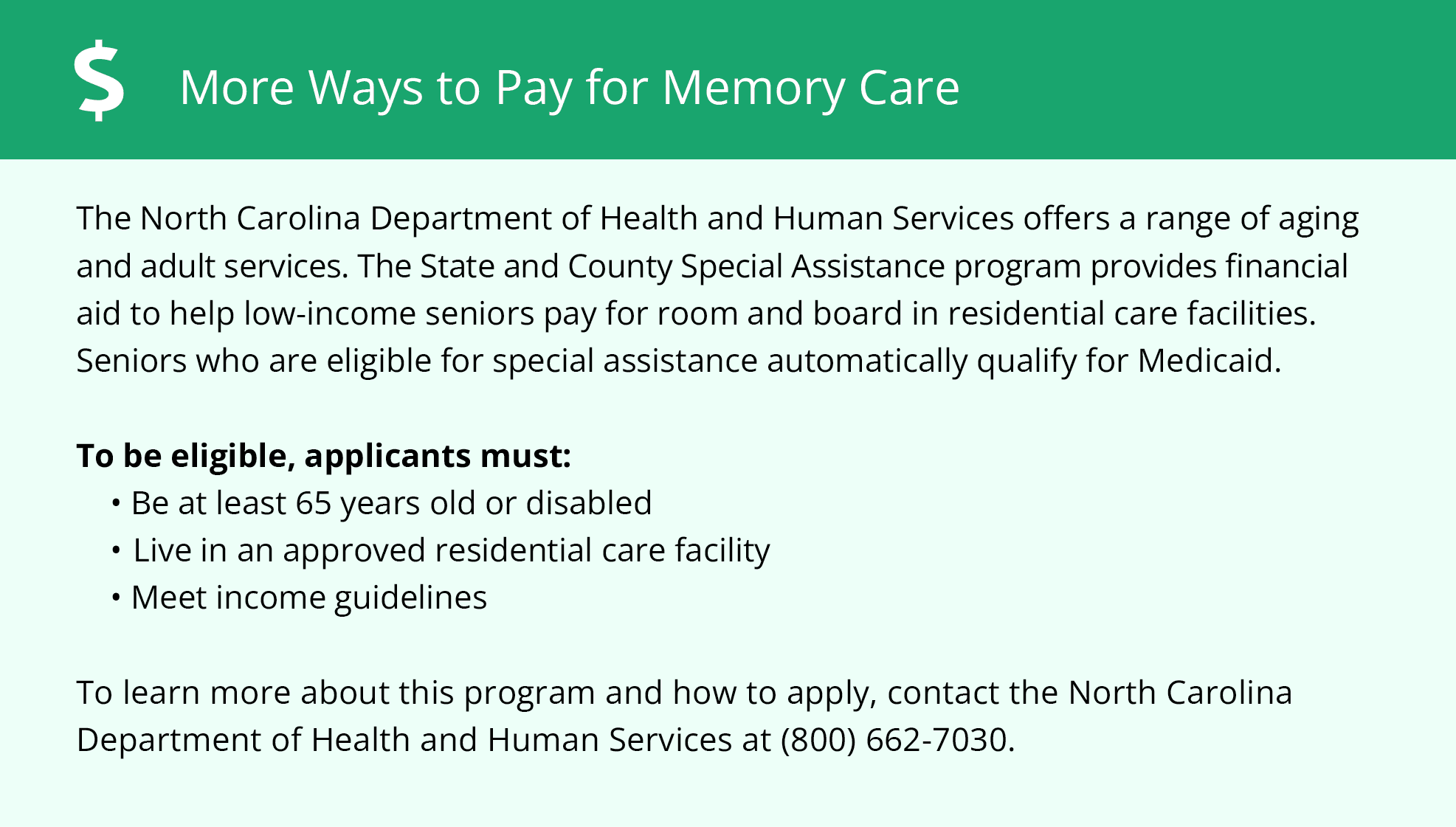 More ways to pay for memory care in NC