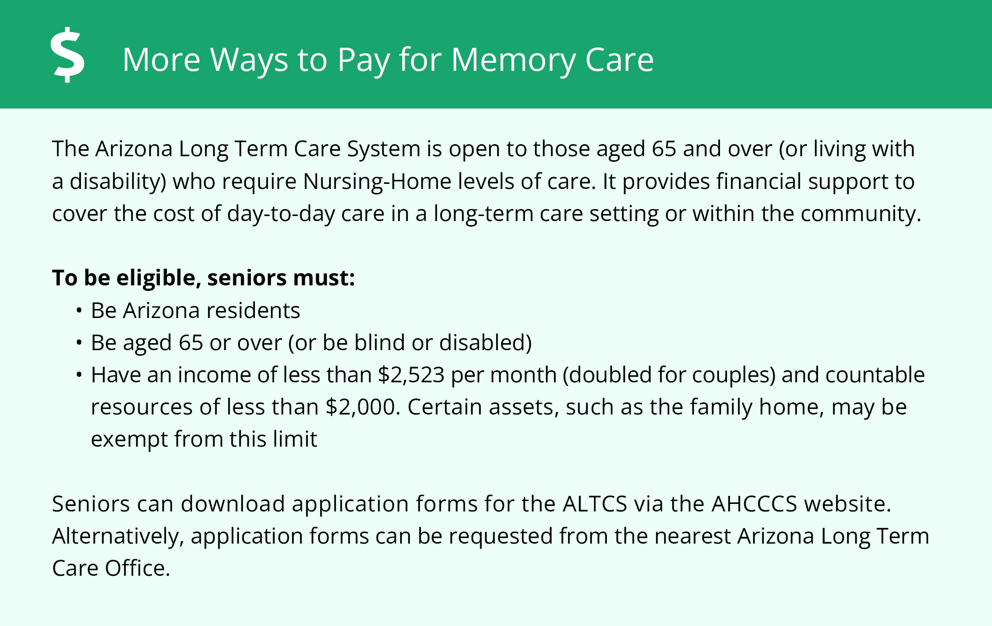 More ways to pay for memory care in AZ