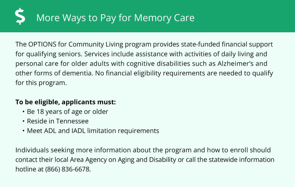 More Ways to Pay for Memory Care in Tennessee