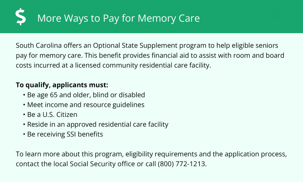 More ways to pay for memory care in SC