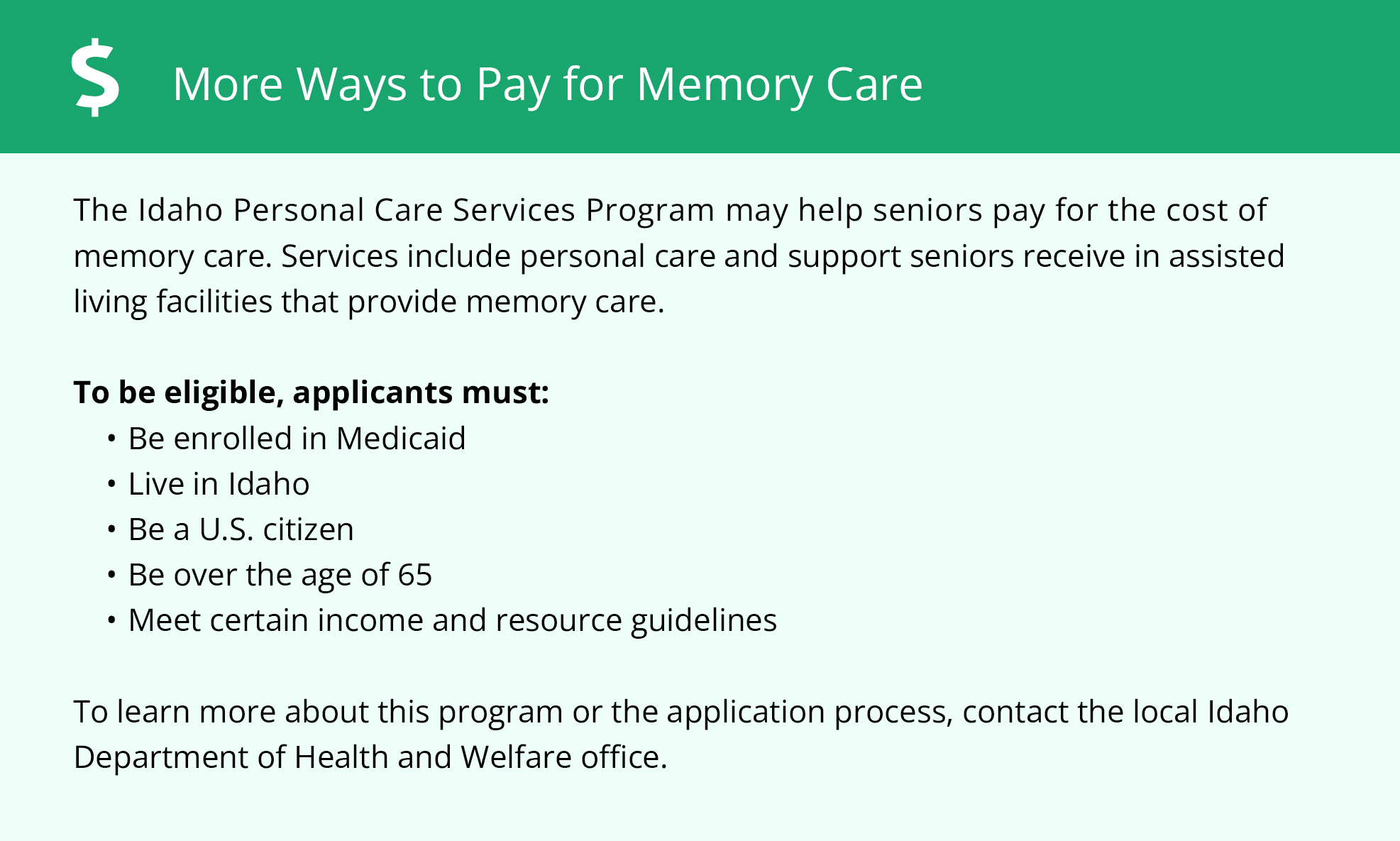More Ways to Pay for Memory Care - Idaho