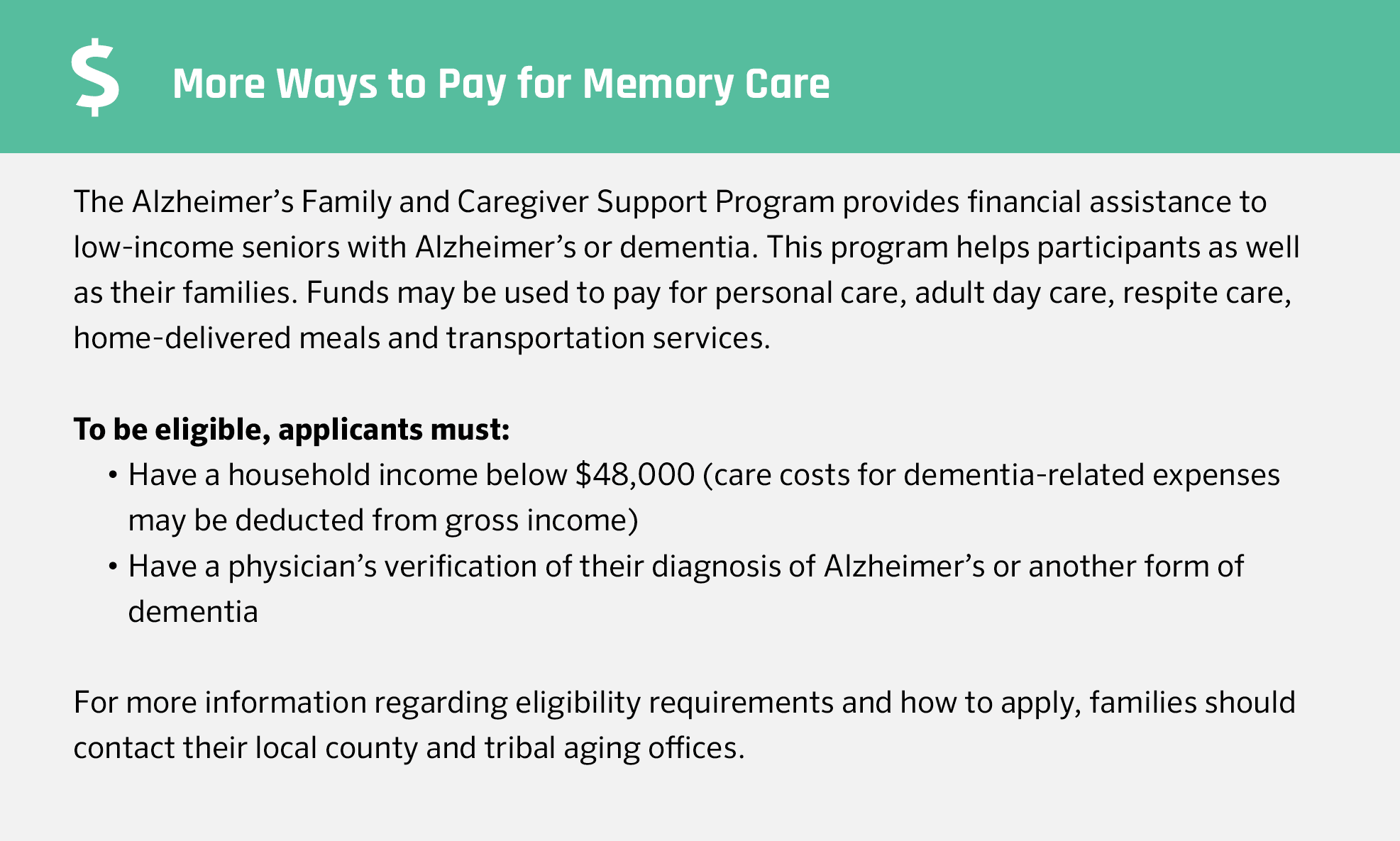 More ways to pay for memory care in WI