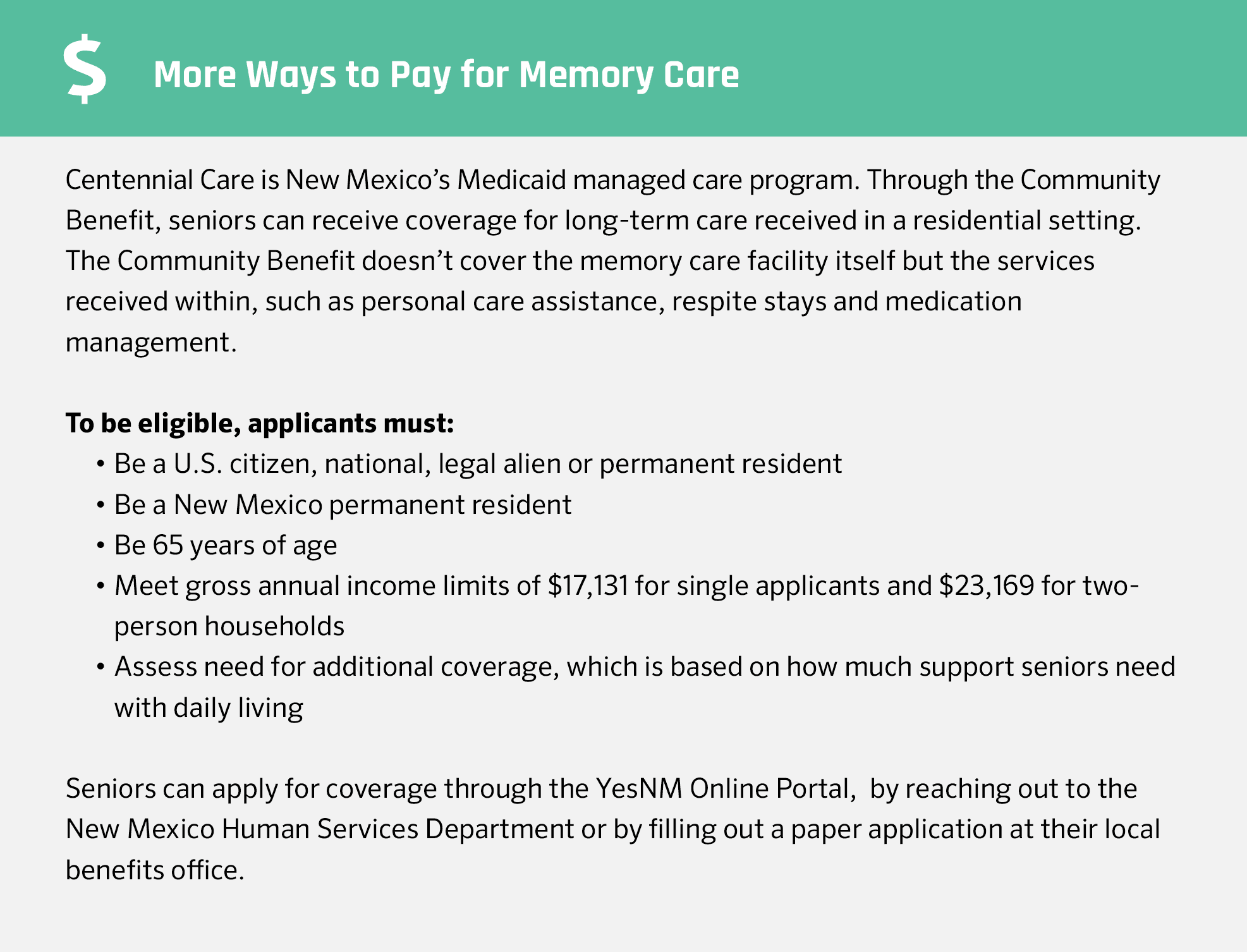 More ways to pay for memory care in New Mexico