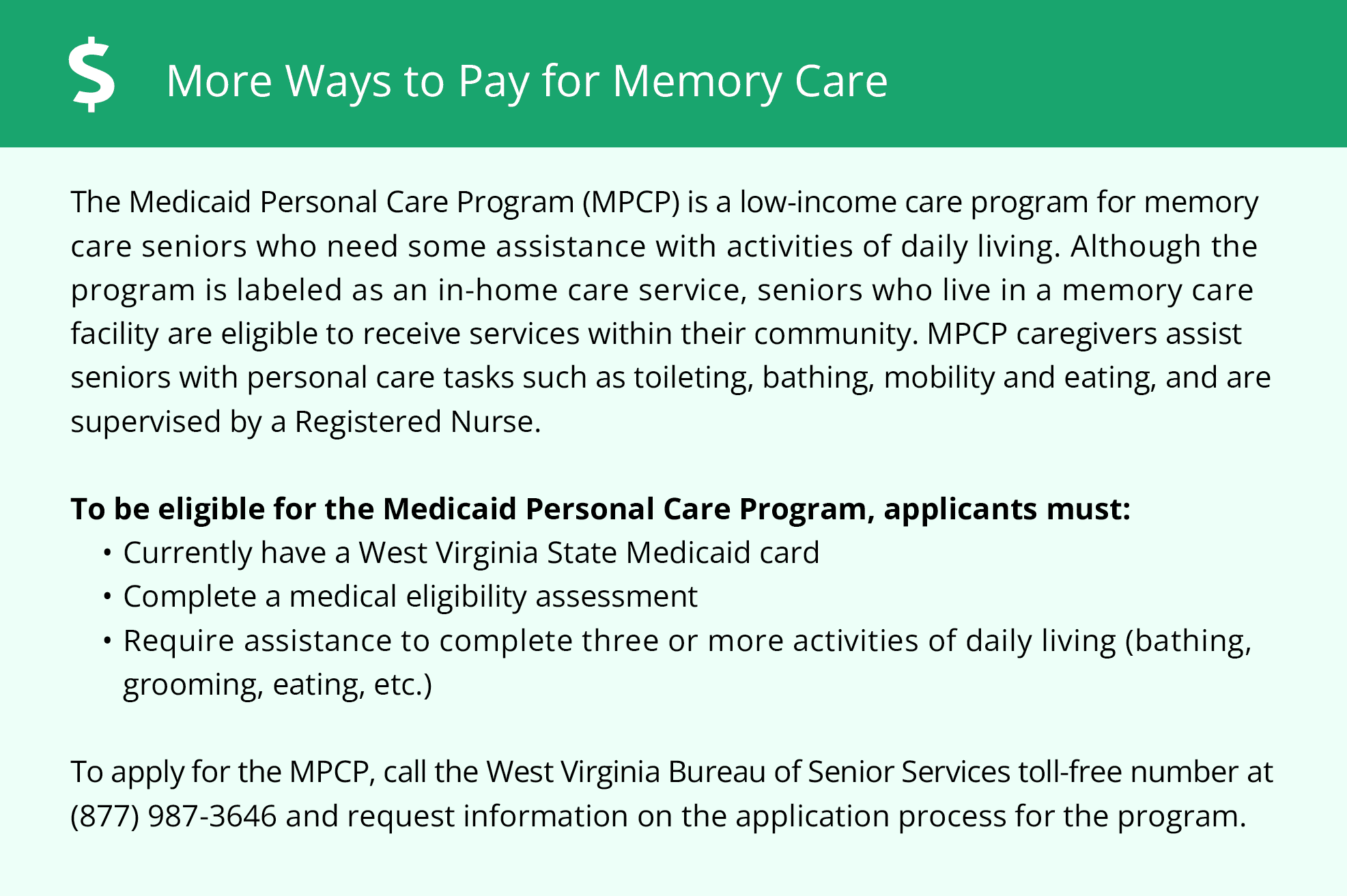 Financial Assistance for Memory Care in West Virginia