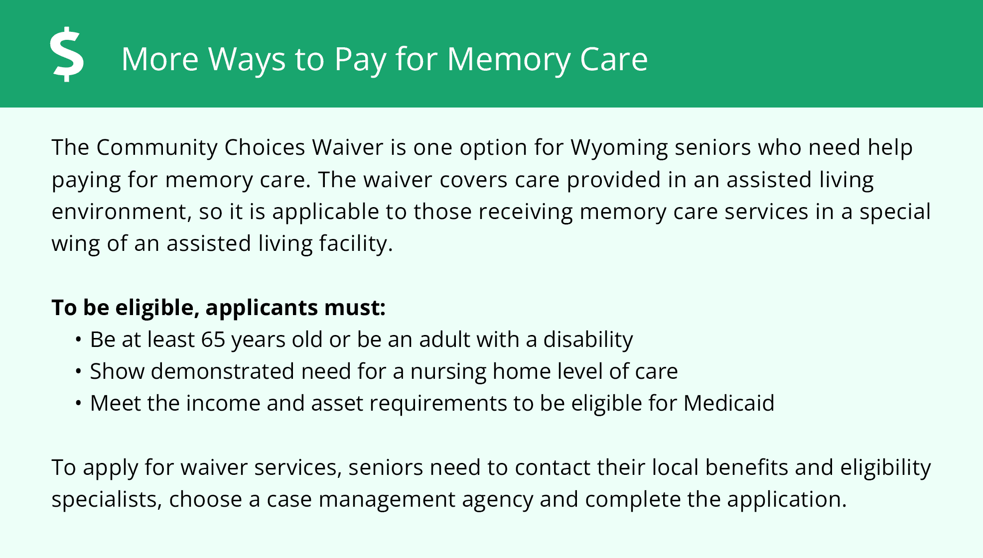 Financial Assistance for Memory Care in Wyoming