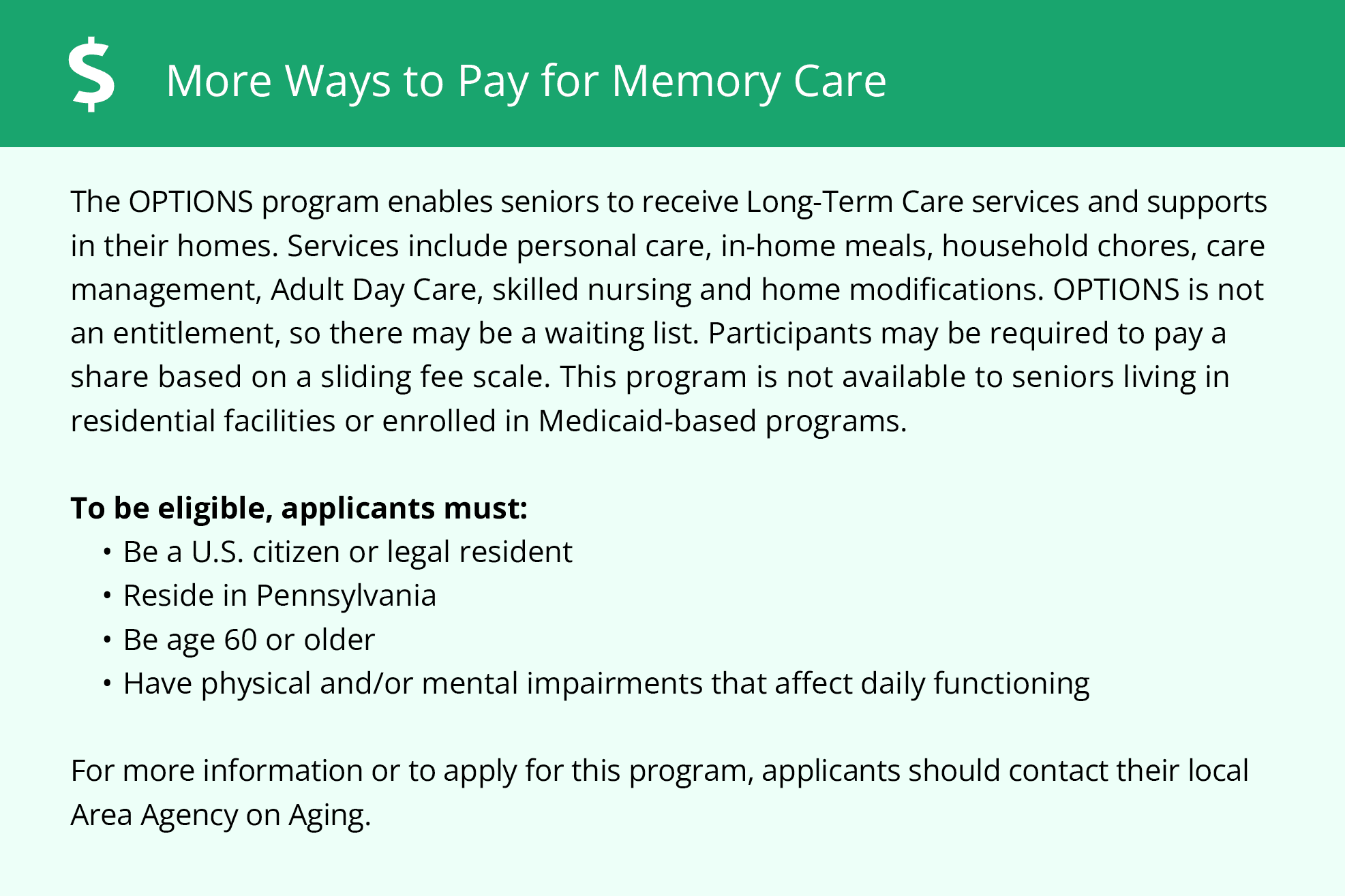 Financial Assistance for Memory Care in Pennsylvania