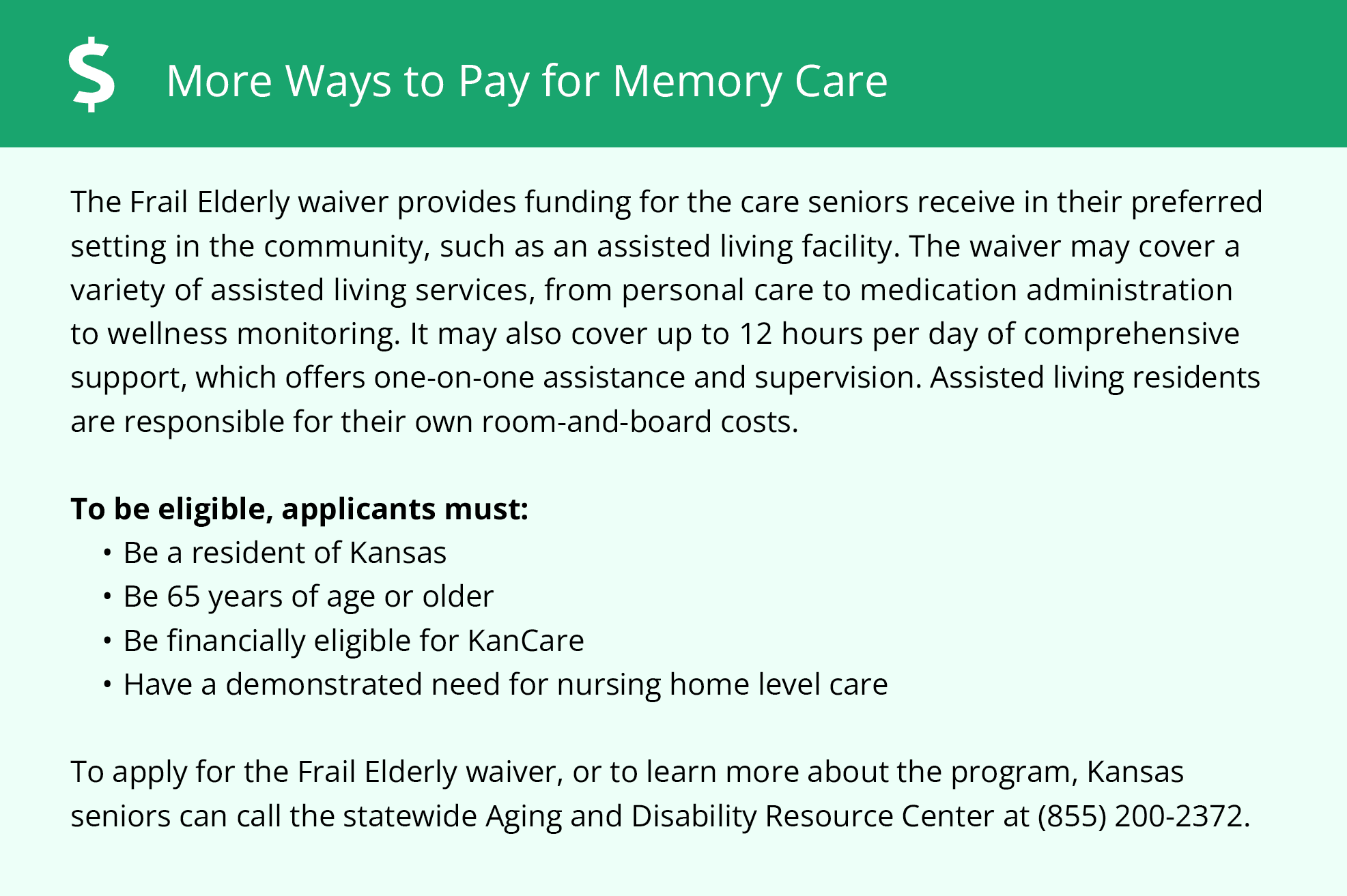 Financial Assistance for Memory Care in Kansas