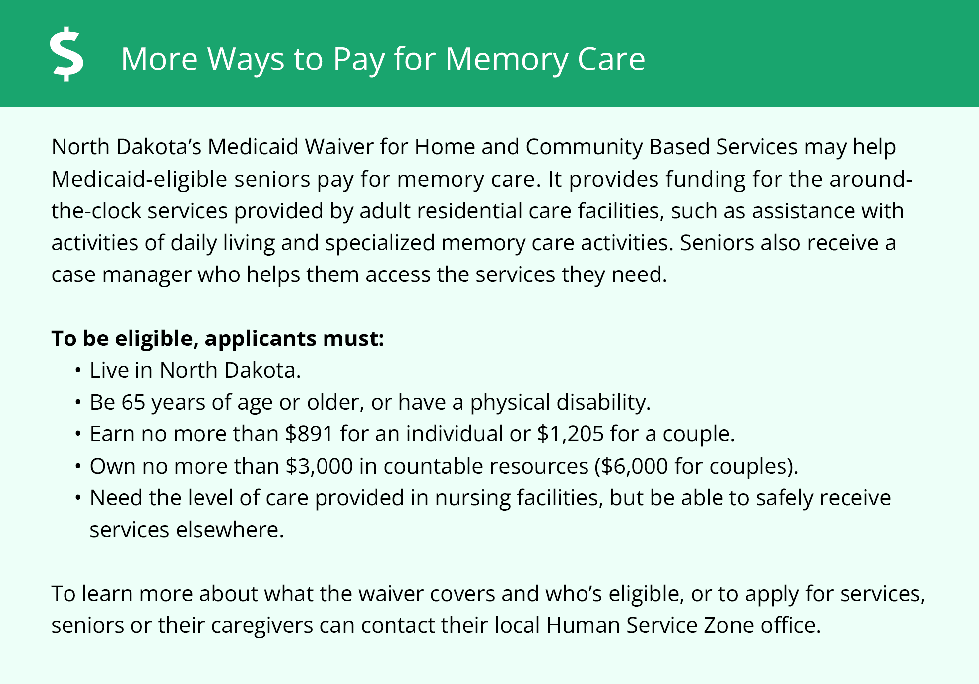 Financial Assistance for Memory Care in North Dakota