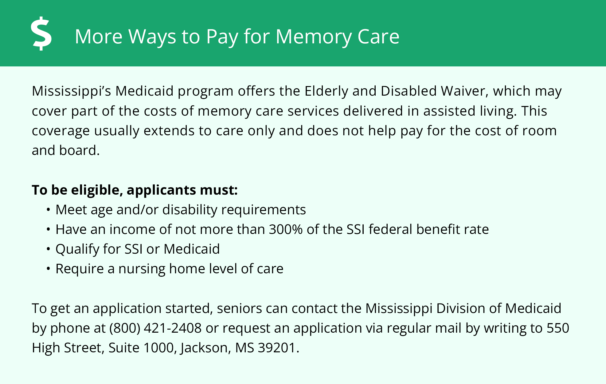 Financial Assistance for Memory Care in Mississippi