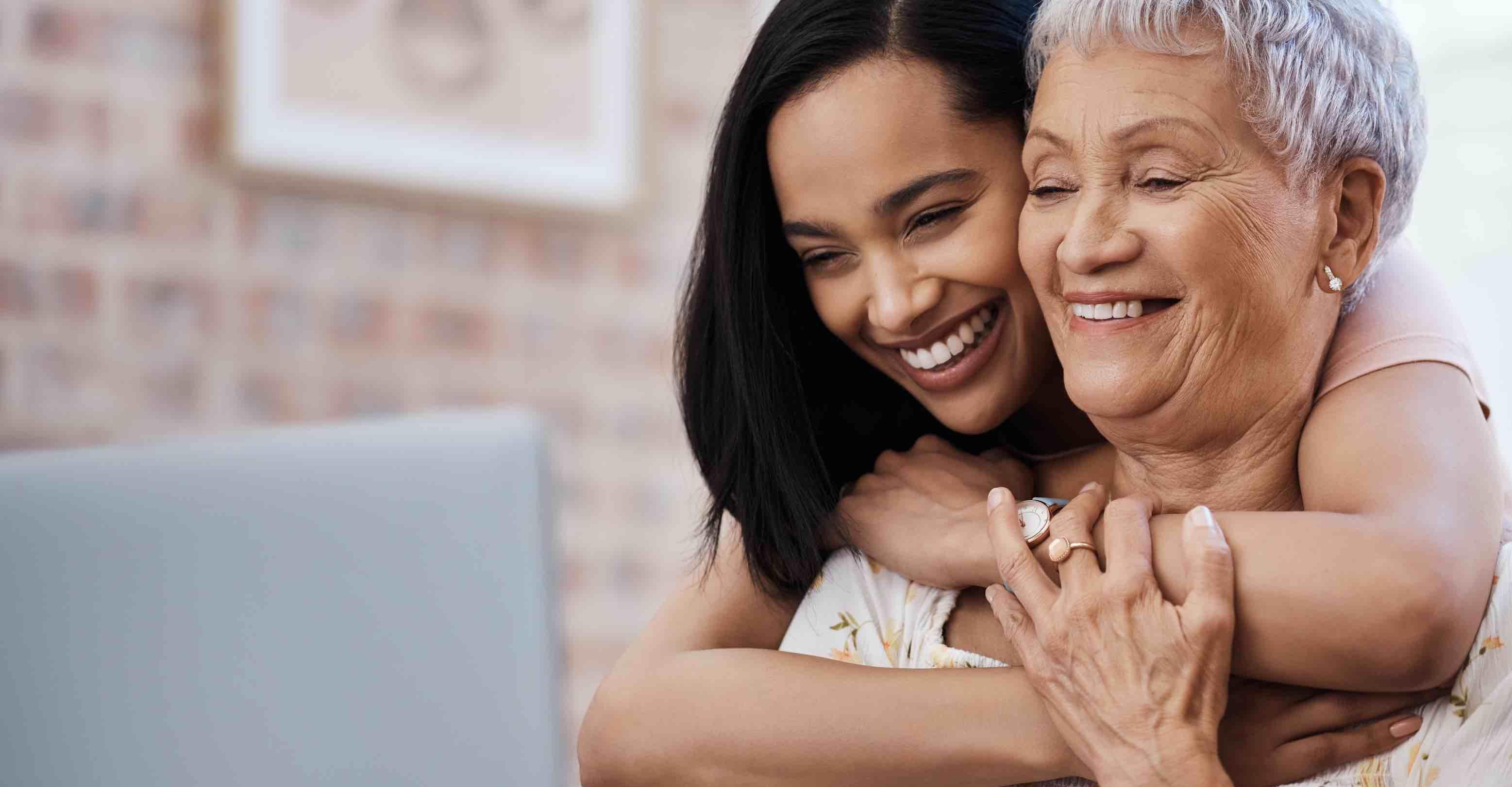 mother and daughter online shopping