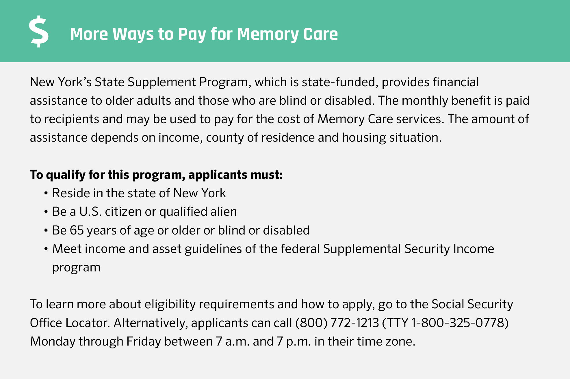 More ways to pay for memory care in New York